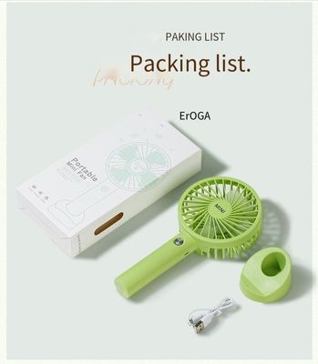 1200mAh USB-Ventilator Mini Wiederaufladbarer Handventilator mit Telefonhalter