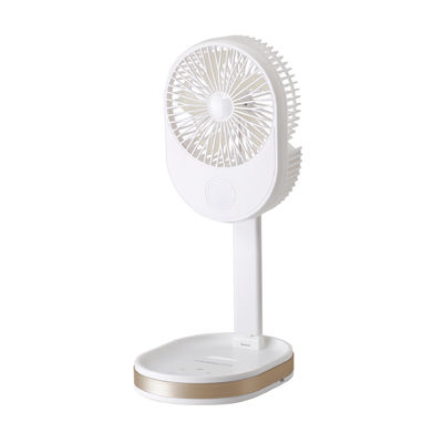Personalisiertes Logo 1500 mAh USB Wiederaufladbarer Tischventilator mit LED-Licht und ABS-PP-Material