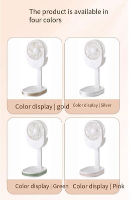 Personalisiertes Logo 1500 mAh USB Wiederaufladbarer Tischventilator mit LED-Licht und ABS-PP-Material