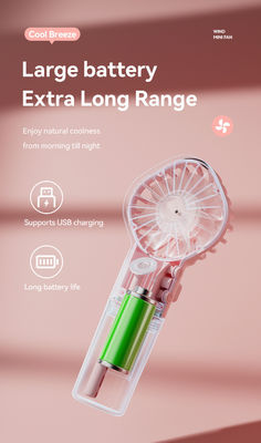 4 Geschwindigkeitseinstellungen Handventilator mit Luftbefeuchter-Spray-Modus USB-Ladung und 18650-Batterie