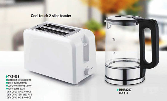 750 Watt leistungsfähiger Toaster aus Edelstahl mit kühlem Touch und mechanischer Timersteuerung