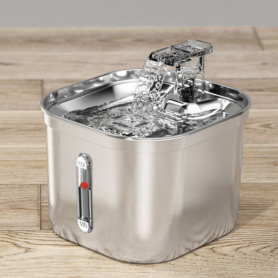 Quadratischer 2,2-Liter-Automatikwasserguss aus Edelstahl für Haustiere