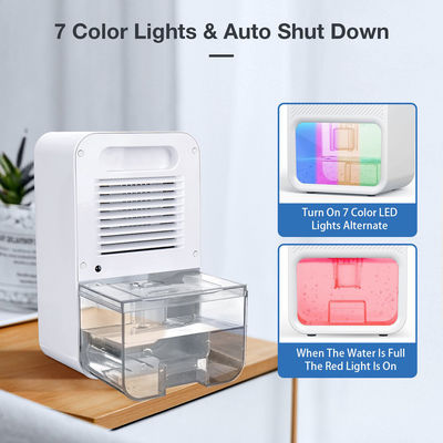 Smart Mini Dehumidifier mit 1100 ml Wasserbehälter und 7 farbenfrohen Lichtern für den Wohnkomfort