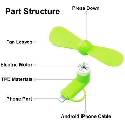 Klappbare tragbare Handyventilator TPE ABS Material 2 in 1 für iPhone Android