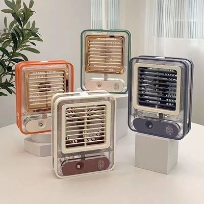 USB Wiederaufladbare 420g Desktop Tischstand Luftkühler Klimaanlage Ventilator mit LED-Licht