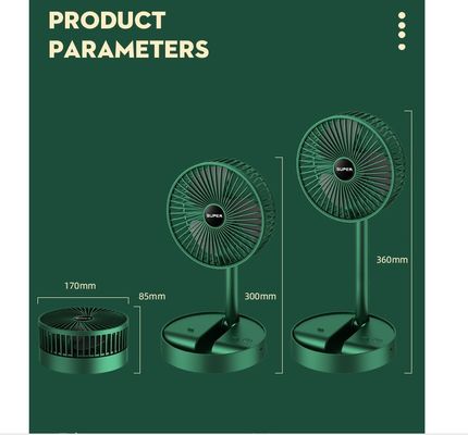 Klappbare Teleskop-USB-Fan mit Batterie für Hotel 2000mah Batterie-Luftkühlventilator 3 Geschwindigkeitswahl