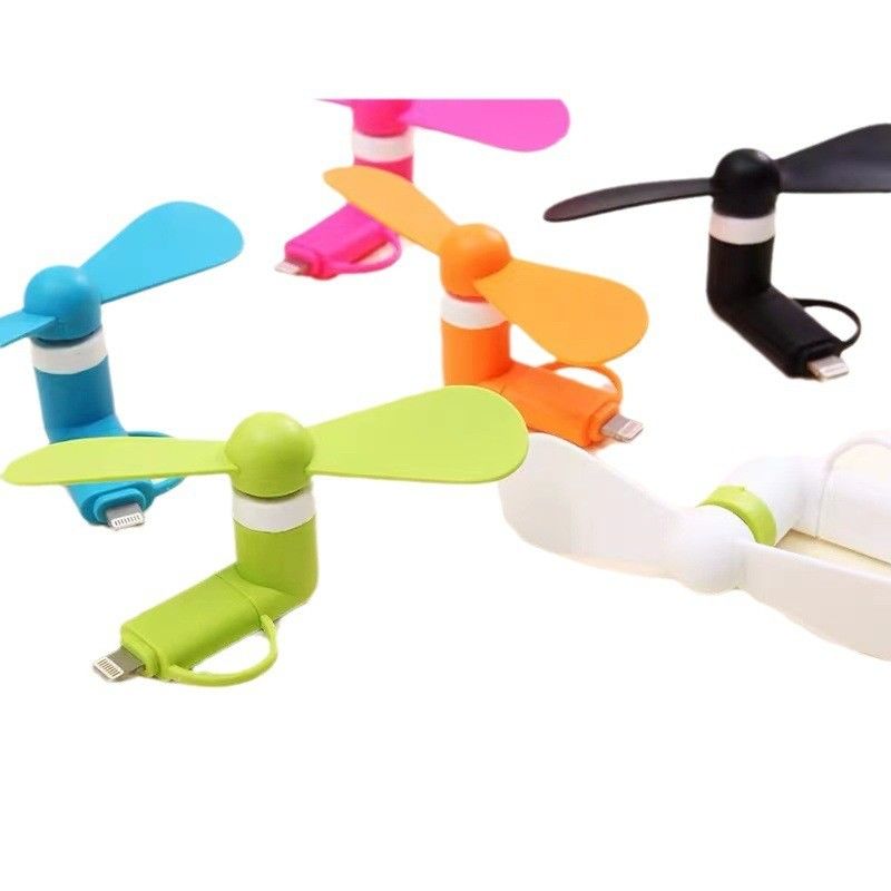Seidenbildschirmgedruckte Logo 2 in 1 USB Mini-Ventilator für iPhone und Android Typ-C Nur 15g